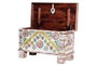 GINER Y COLOMER Bâûl coffre de rangement en bois de manguier couleur noyer, style ethnique avec détails en bronze, ouverture supérieure - 80x40x45 cm